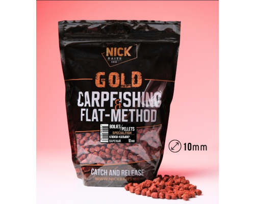 Прикормка рыболовная пеллетс Nick Baits Gold "FF 10 мм" Клюква-Кальмар, 1 кг