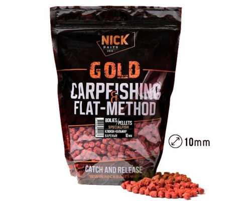 Прикормка рыболовная пеллетс Nick Baits Gold "FF 10 мм" Клюква-Кальмар, 1 кг