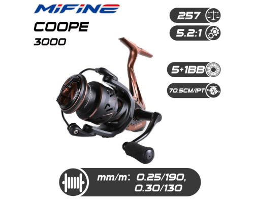 Катушка Mifine Coope 3000, 5+1подшипник 5:2.1 (257гр)