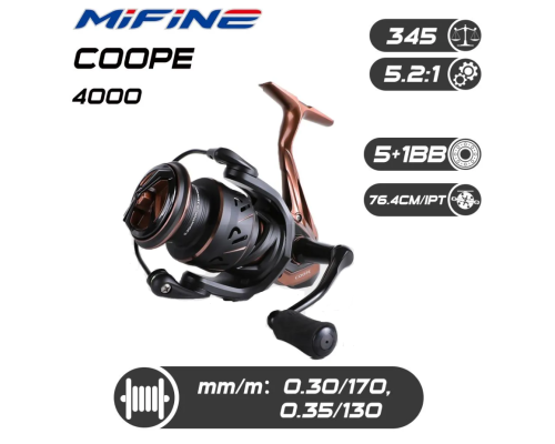 Катушка Mifine Coope 4000, 5+1подшипник 5:2.1 (345гр)
