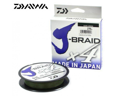 Плетенка Daiwa J-Braid X4 0,10мм / 270м (зеленая) 
