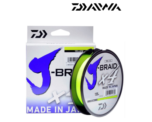 Плетенка Daiwa J-Braid X4 0,07мм / 135м (желтая) 