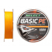 Плетенка Select Basic PE X4 0.08мм 100м, цвет оранжевый
