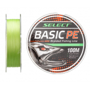 Плетенка Select Basic PE X4 0.14мм 100м, цвет салатовый