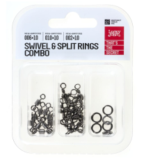 Вертлюги c кольцами заводные Lucky John Pro Series SWIVEL & SPLIT RING COMBO Набор 30шт