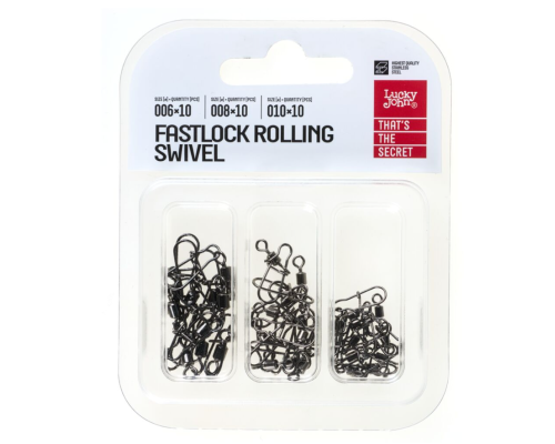 Вертлюги c застежкой Lucky John Pro Series ROLLING SWIVEL FASTLOCK Набор 30шт.