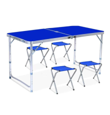 Набор складной мебели Bison A-4-60*120-BL (усиленный стол + 4 стула), 60х120см