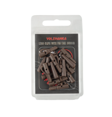 Безопасная клипса с фиксатором+конус "Volzhanka Lead Clips with Pin Tail Rubber" цвет Trans Brown (8шт)
