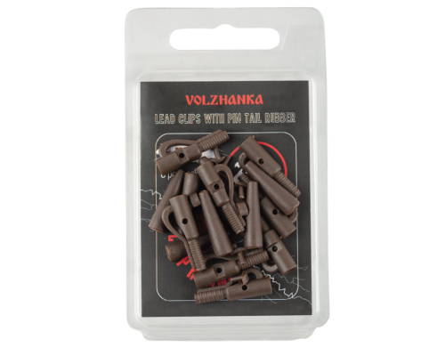 Безопасная клипса с фиксатором+конус "Volzhanka Lead Clips with Pin Tail Rubber" цвет Trans Brown (8шт)