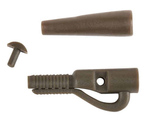 Безопасная клипса с фиксатором+конус "Volzhanka Lead Clips with Pin Tail Rubber" цвет Trans Green (8шт)
