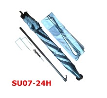 Зонт рыболовный Kaida SU07-24H 2.4м в чехле с тентом на молнии (тёмно-серый -светло-серый, двойной слой)