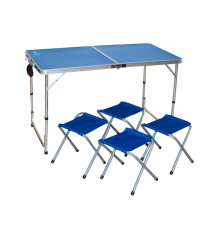 Набор складной мебели Mifine AE1, стол складной + 4 стула, усиленная столешница, телескоп. ножки, Синий цвет (60х120х70)