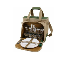Сумка-холодильник Арктика с набором посуды на четыре персоны 4100-4 зеленая
