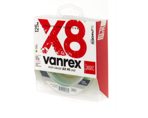 Плетенка Lucky John Vanrex X8 Fluo Green 125м, #0.8/0.14мм ярко-зеленая