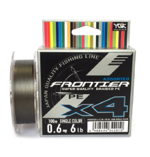 Плетенка YGK Frontier Assorted x4 100m #0.6/0.128mm 6lb/2.7kg серый