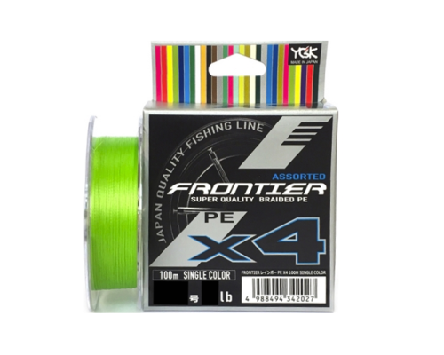 Плетенка YGK Frontier Assorted x4 100m #1.5/0.205mm 15lb/6.8kg салатовый