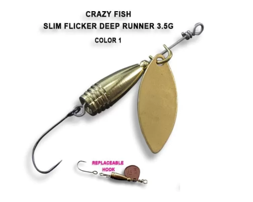 Блесна вращающаяся Crazy Fish Spinner Slim Flicker DR 3,5г #1