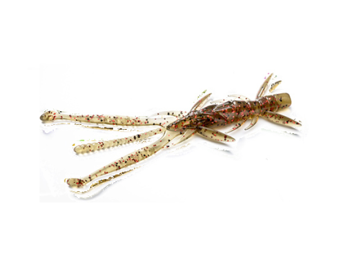 Креатура FishUp Shrimp 3.0" (9 шт) цвет 045 - Green Pumpkin/Red & Black