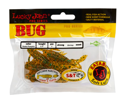 Виброхвосты Lucky John Pro Series BUG 2.5in/06.35см, PA19 (8шт)