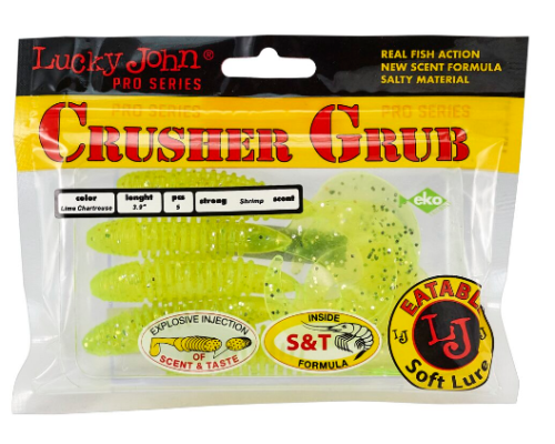 Твистеры съедобные Lucky John Pro Series Crusher Grub 3.9"/09.90см, 071 (5шт)