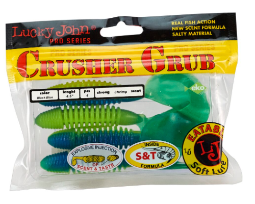 Твистеры съедобные Lucky John Pro Series Crusher Grub 4.5"/11.40см, T50 (4шт)