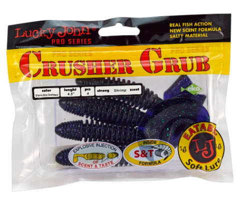 Твистеры съедобные Lucky John Pro Series Crusher Grub 4.5"/11.40см, T52 (4шт)
