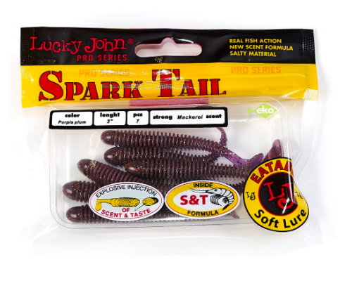 Виброхвосты Lucky John Pro Series Spark Tail 3.0"/07.60см, S13 (7шт)