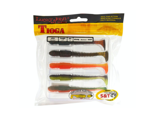 Виброхвосты Lucky John Tioga 3.9"/10см, Mix2 (5шт)