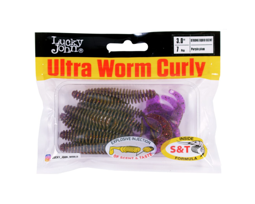 Слаги Lucky John Ultra Worm Curly 3.0'' цвет S13