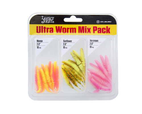 Слаги Lucky John Ultraworm 2.0'' цвет Mix2 (30шт)