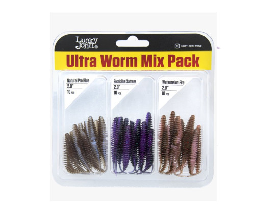 Слаги Lucky John Ultraworm 2.0'' цвет Mix3 (30шт)