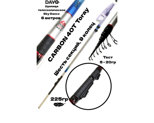 Удилище с кольцами Dayo Sky Dance Bolo 6м, тест: 5-20г, 225г