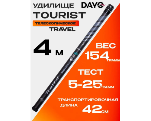 Удилище маховое Dayo Tourist Travel Pole 4.0м, тест: 5-25г, 154г 