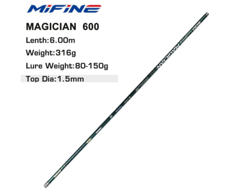 Удилище маховое Mifine Magician SPR TX pole 600 6 метров, 10215-600 (316гр)