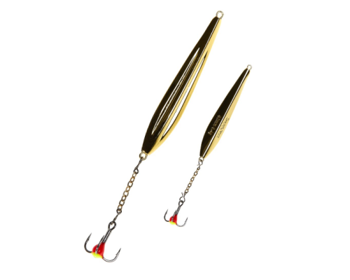 Блесна вертикальная зимняя Lucky John Fin Blade-G с цепочкой и тройником, 6.5гр, 60 мм