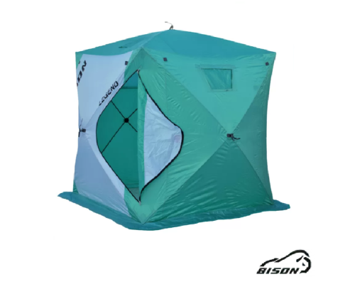 Палатка зимняя Bison Legend Куб бело-зеленая, 2x2x2.1м
