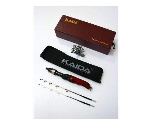 Зимняя удочка Kaida Gold Smith с катушкой и двумя хлыстами двухсторонняя. Тест 3-5 г (soft).